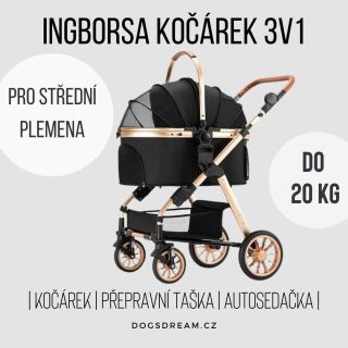 Super elegantní černo-zlatý kočárek se zlatými koly. ⭐ má lehce uzavíratelnou korbu bez zipu ⭐ dá se použít jako...