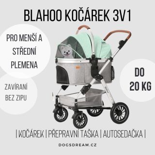 3v1 kočárek Blahoo se skladný ale s pevnou konstrukcí. Skvělý například do města ale zvládne i travnatý terén v parku. ⭐...