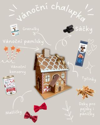 První ochutnávka našich kouzelných balíčku je perníková chaloupka plná pamlsků, dentálek 🦴 i masíčka 🥩. Překrásný dárek...